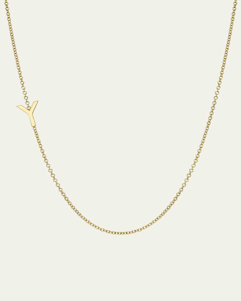 14K Yellow Gold Asymmetrical Initial Necklace
